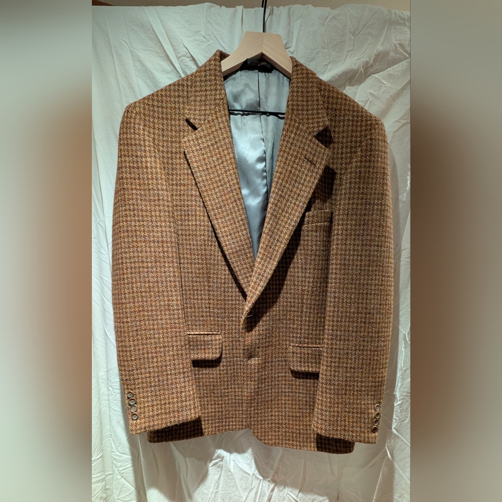 Vintage Harris Tweed, Brown Houndstooth Blazer 40R
